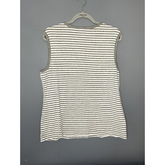 Duluth Trading Co Shirt Womens XL Gray White Striped Sleeveless Tank Top Casual - Picture 2 of 12